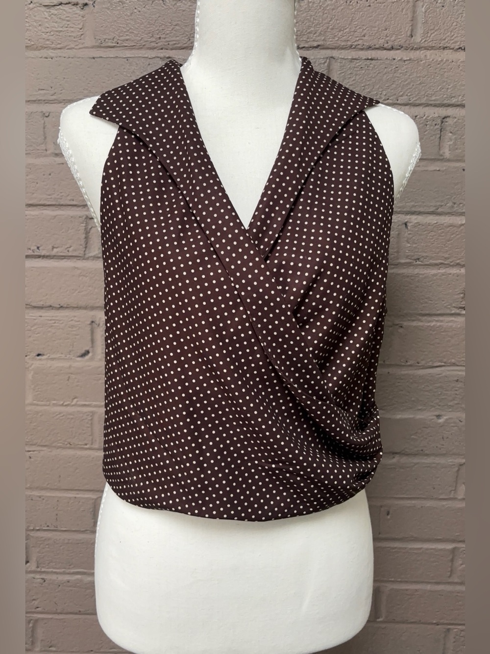 C/ MEO Collective brown with white polkadot top L